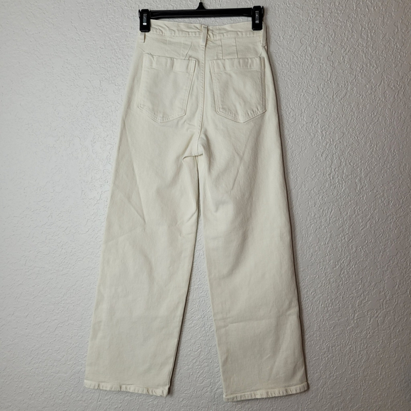NWOT Apiece Apart Merida Cropped Straight-Leg Denim Jeans Size 24 Cream Cotton - Picture 5 of 14